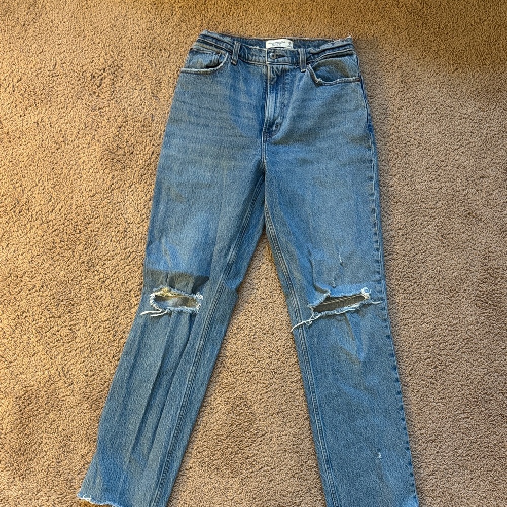 Abercrombie & Fitch Blue 90s Straight Curve Love Jeans